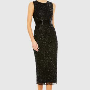 Mac Duggal NWT Black Geometric Embellished Dress, Style#93758 - Size 14